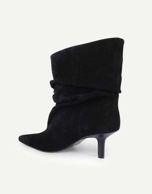 Off The Hook Selene suede pointed toe heeled ankle boots in black suede, 3 of 6
