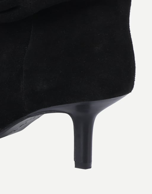 Off The Hook Selene suede pointed toe heeled ankle boots in black suede, 5 of 6