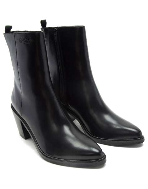 ZORA Black Leather Women's Booties