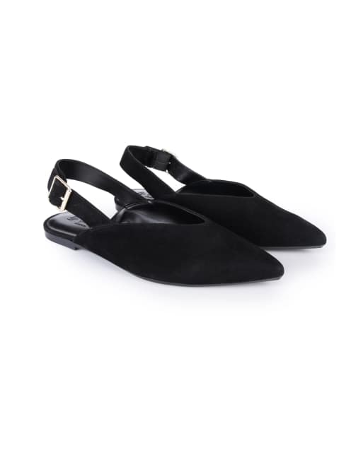 Off The Hook Shenley suede leather slingback ballet flats in black, 2 of 4
