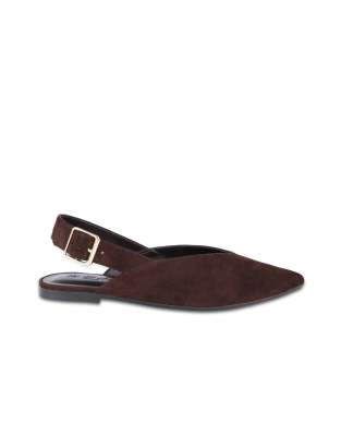  Shenley suede leather slingback ballet flats in dark brown