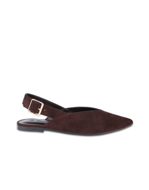 Off The Hook Shenley suede leather slingback ballet flats in dark brown - view 1