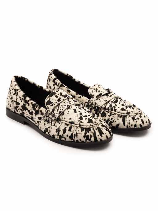 Off The Hook Sienna cow-print suede leather ruched loafers in cow-print, 2 of 4