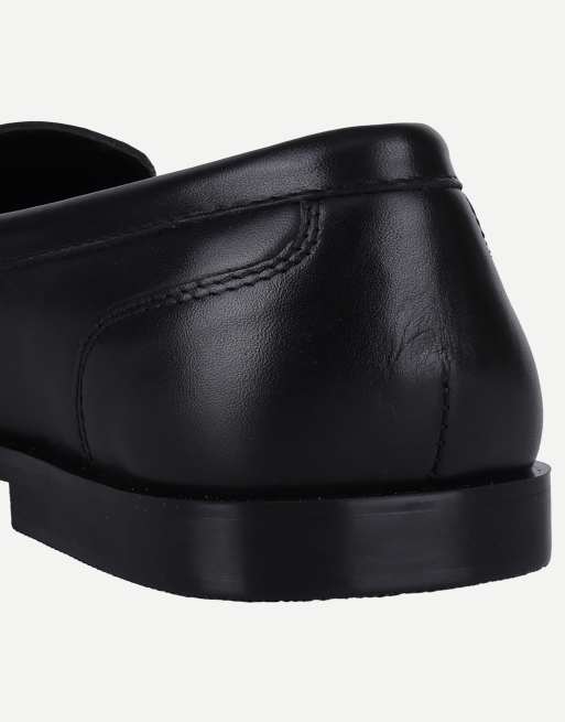 Off The Hook Sienna real leather loafers with ruched detail in black, 6 of 6