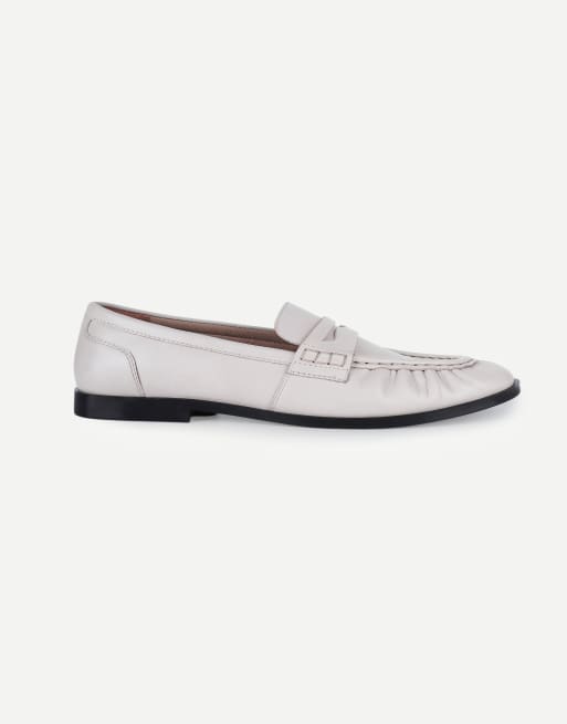 Off The Hook Sienna real leather loafers with ruched detail in spain white, 2 of 7