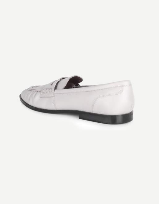 Off The Hook Sienna real leather loafers with ruched detail in spain white, 3 of 7