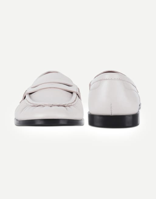 Off The Hook Sienna real leather loafers with ruched detail in spain white, 4 of 7