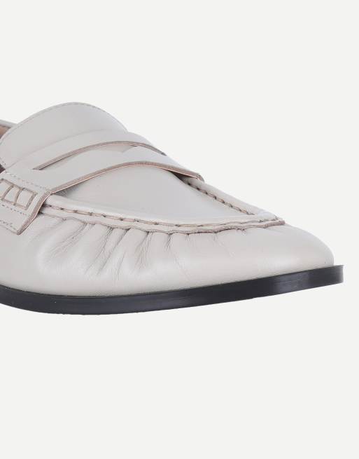 Off The Hook Sienna real leather loafers with ruched detail in spain white, 6 of 7