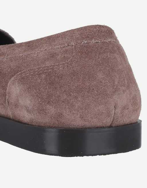 Off The Hook Sienna real suede loafers with ruched detail in taupe suede, 7 of 7