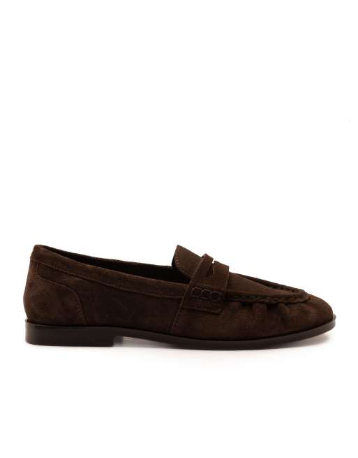 Off The Hook Sienna suede leather ruched loafers in brown, 2 of 4