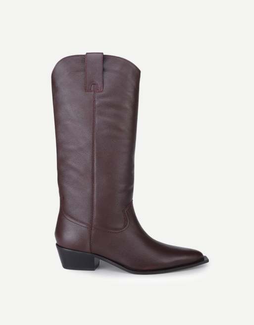 Off The Hook Skye leather western knee-high boots in wine, 2 of 7