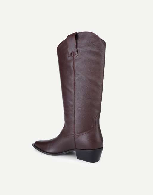 Off The Hook Skye leather western knee-high boots in wine, 3 of 7