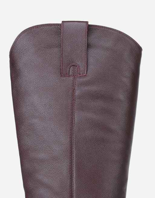 Off The Hook Skye leather western knee-high boots in wine, 5 of 7