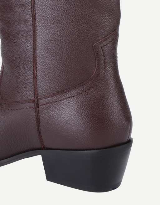 Off The Hook Skye leather western knee-high boots in wine, 6 of 7