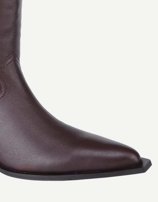 Off The Hook Skye leather western knee-high boots in wine, 7 of 7