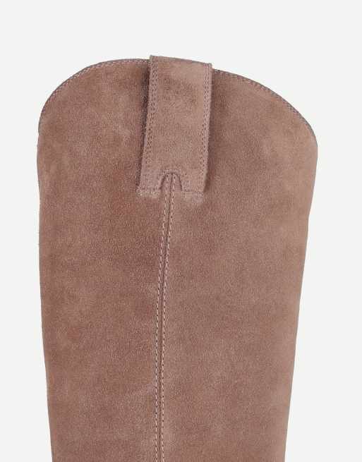 Off The Hook Skye suede western knee-high boots in taupe suede, 5 of 7