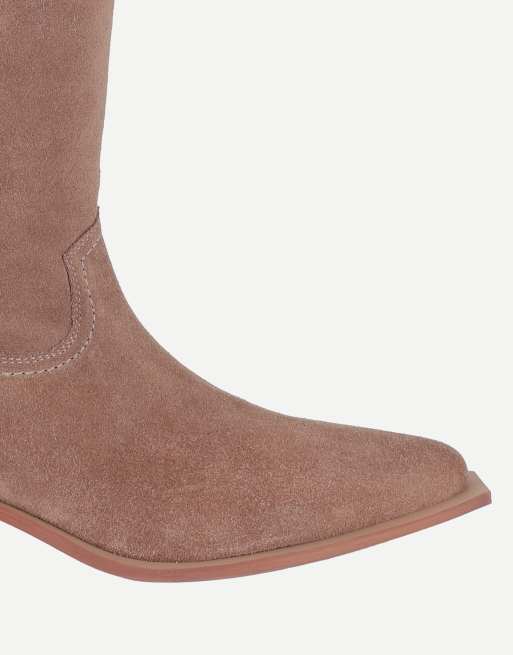 Off The Hook Skye suede western knee-high boots in taupe suede, 6 of 7