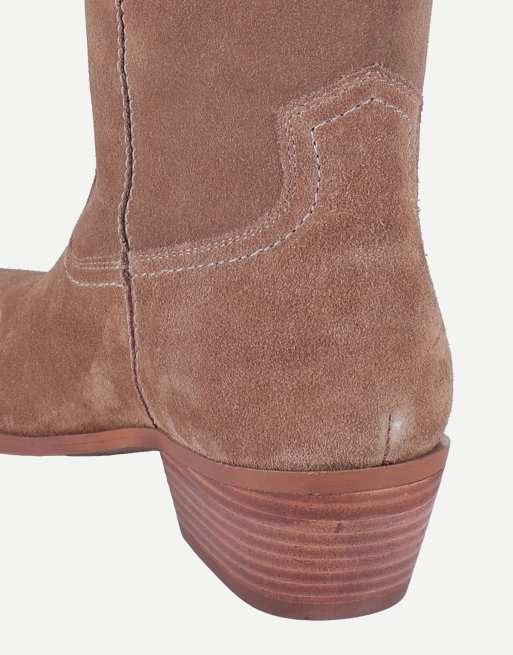 Off The Hook Skye suede western knee-high boots in taupe suede, 7 of 7