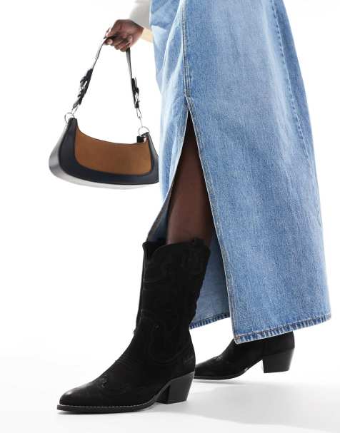Off The Hook - Soho - Stivali stile cowboy al ginocchio in pelle neri - view 1