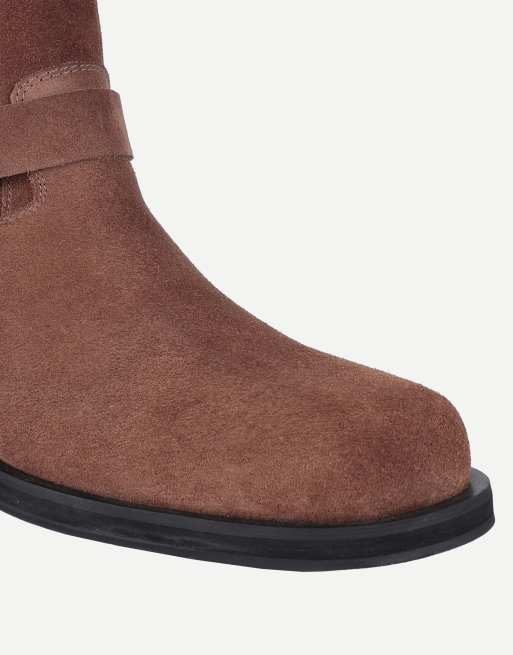Off The Hook Sol suede harness biker ankle boots in tan suede, 7 of 7