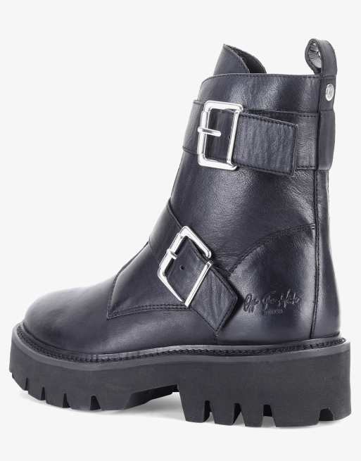 OFF THE HOOK 'SUTTON' Heel with Side Zip High-Ankle Black Leather Boots in Black, 3 of 3