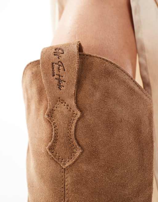 OFF THE HOOK 'TEXAS' marcia block heel western suede boots in cognac-suede , 4 of 4