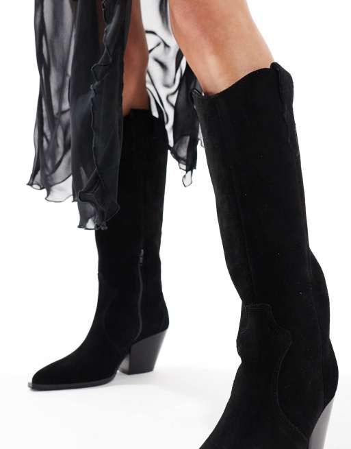 Off The Hook – 'Texas' Marcia – Knöchelhohe Cowboystiefel aus schwarzem Wildleder mit Blockabsatz , 3 von 4
