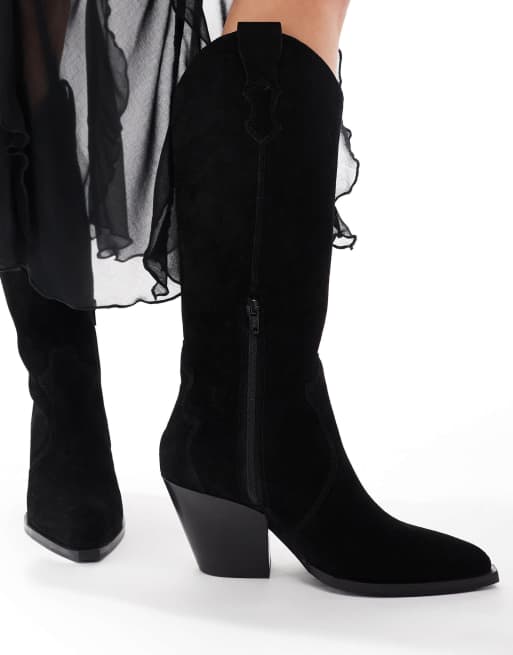 Off The Hook – 'Texas' Marcia – Knöchelhohe Cowboystiefel aus schwarzem Wildleder mit Blockabsatz , 4 von 4