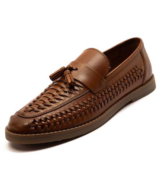 Off The Hook 'tiger' loafer tassel casual slip-on leather shoes in tan