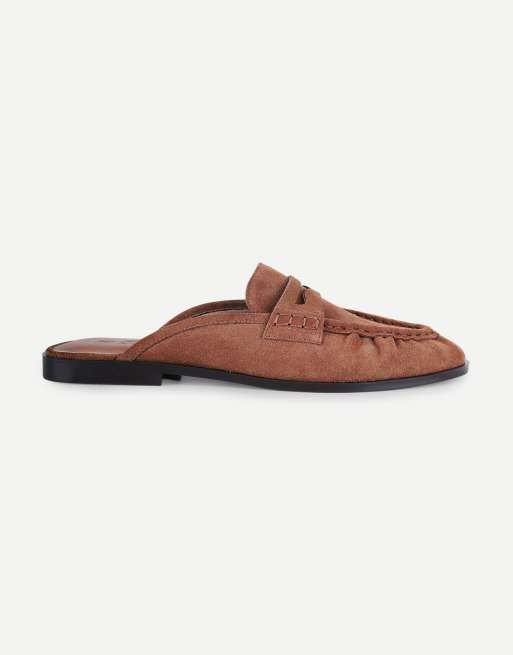 Off The Hook Tiggy suede open back slip-on loafers in cognac suede, 2 of 6