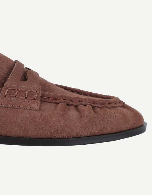 Off The Hook Tiggy suede open back slip-on loafers in cognac suede, 5 of 6
