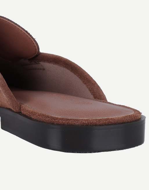 Off The Hook Tiggy suede open back slip-on loafers in cognac suede, 6 of 6