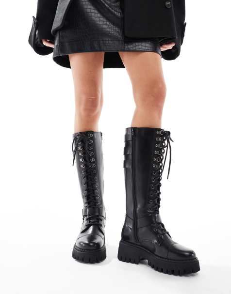 OFF THE HOOK 'TOPSHAM' High- Ankle Lace-up Leather Boots in Black - view 1