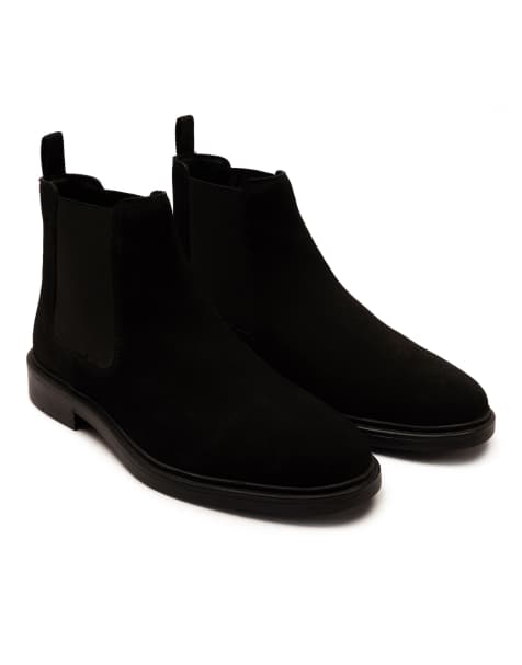 Off The Hook Torrance suede leather slip-on chelsea boots in black - view 1