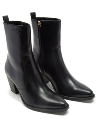 Off The Hook tower premium leather ankle zip boots in black - ASOS Price Checker