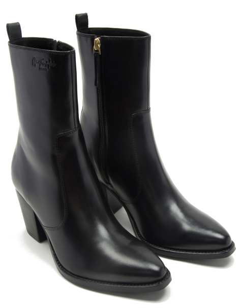 Off The Hook - 'Tower' - Premium leren trendy enkellaarzen met rits en hoge hak in zwart - view 1
