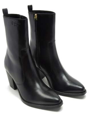 Off The Hook - 'Tower' - Trendige, knöchelhohe Stiefel aus hochwertigem Leder in Schwarz mit hohem Absatz und Reißversch...
