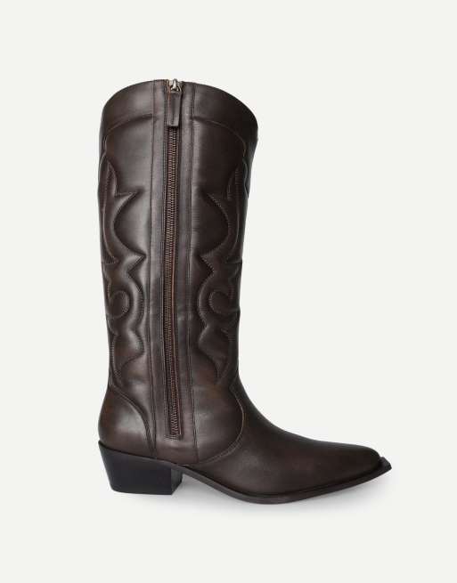 Off The Hook Vega leather western knee boots in dark brown, 2 of 6