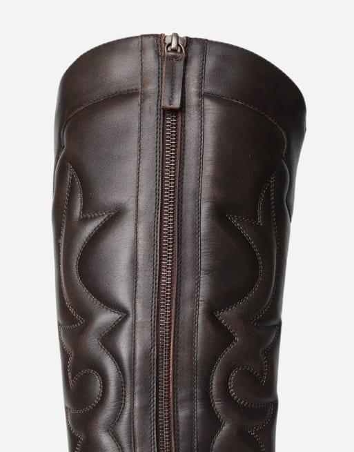 Off The Hook Vega leather western knee boots in dark brown, 5 of 6