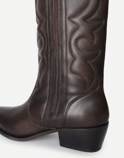 Off The Hook Vega leather western knee boots in dark brown, 6 of 6