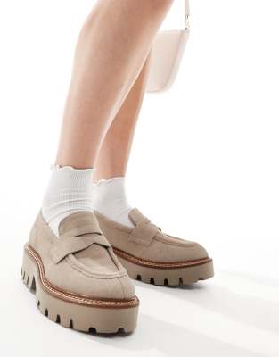  WOODSIDE loafer leather slip on casual shoes in taupe 