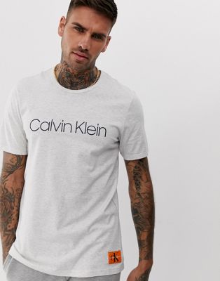 Off-white t-shirt med rund hals og monogram-logo fra Calvin Klein-Beige