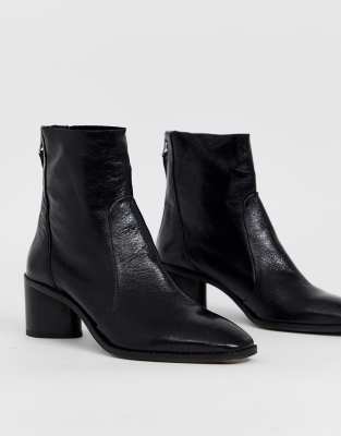 leather kitten heel ankle boots