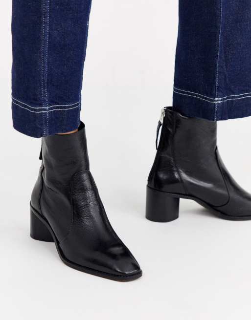 Office Achillies inlined leather kitten heel ankle boot ASOS