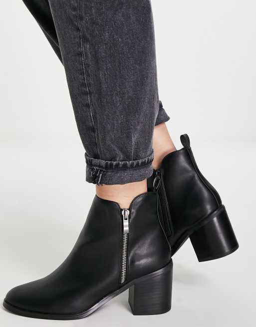 Block heel zip 2025 side ankle boots