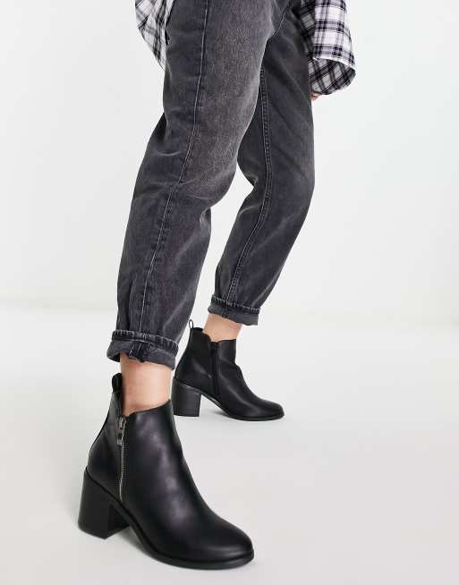 Block heel zip shop side ankle boots