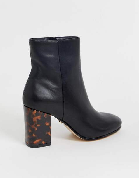 Office – Aima – Schwarze Ankle-Boots mit mittelhohem Absatz mit kontrastierendem Schildplattmuster