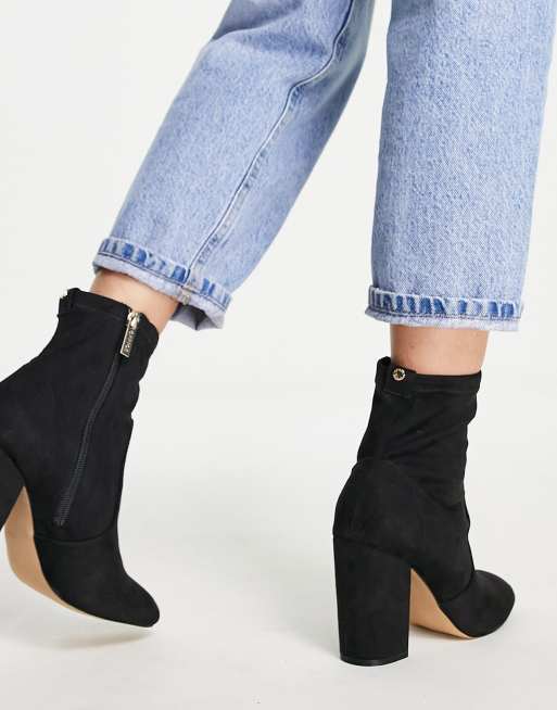 Office aisling stretch black heel ankle boots in black