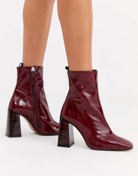 Office - Alltogether - Bottes en cuir à talons avec bouts carrés - Bordeaux