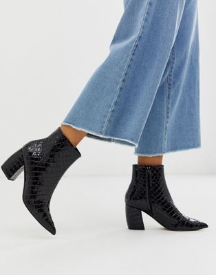 croc block heel boots